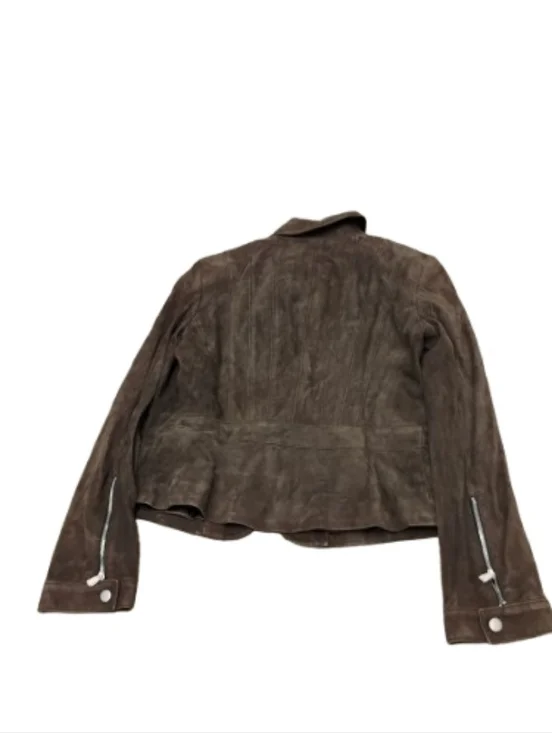 NWT DKNY Women's Suede Leather Brown Zippered Jacket - Picture 2 of 7